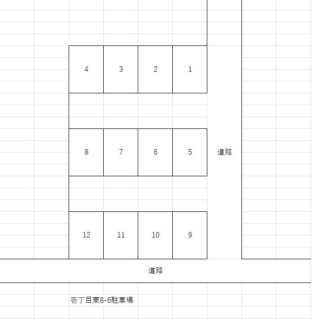 壱丁目東8-6駐車場の駐車配置図