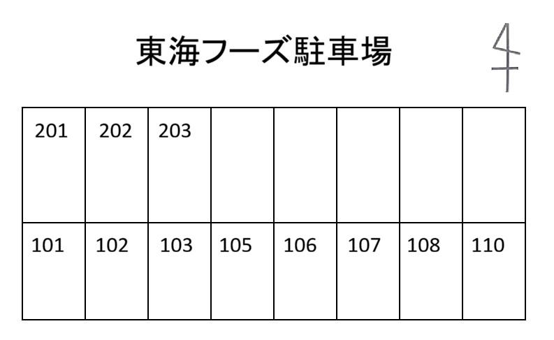 東海フーズ駐車場の駐車配置図