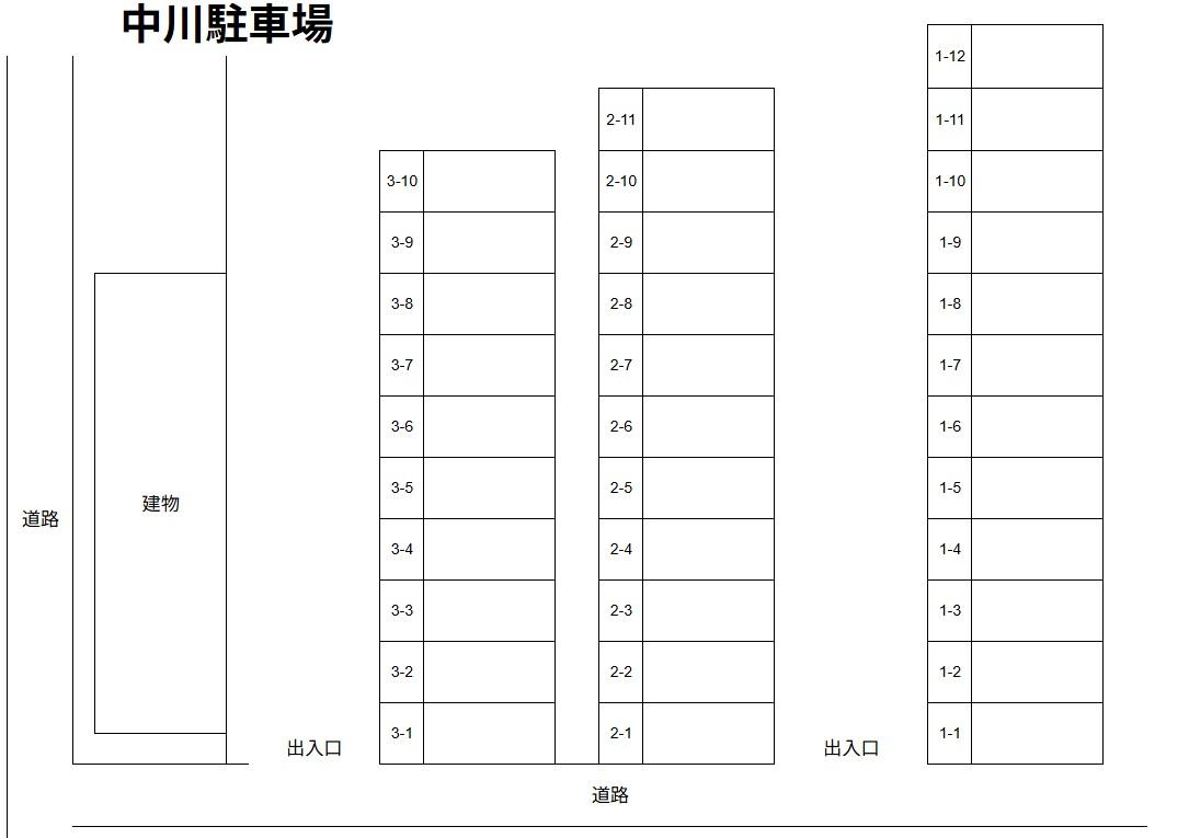 中川駐車場の駐車配置図