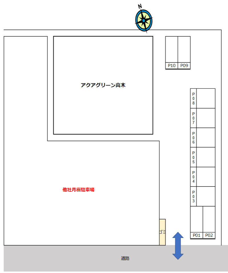 アクアグリーン高木の駐車配置図
