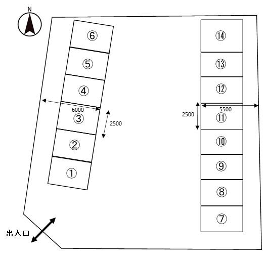 JINSEIパーキング8の駐車配置図