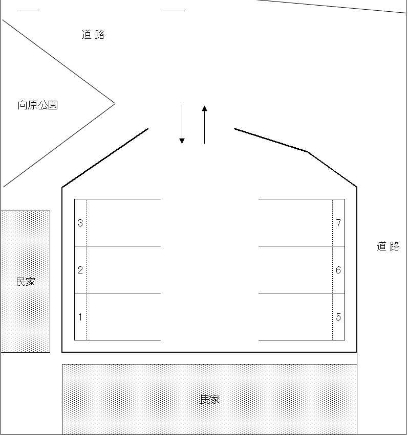向原駐車場の駐車配置図