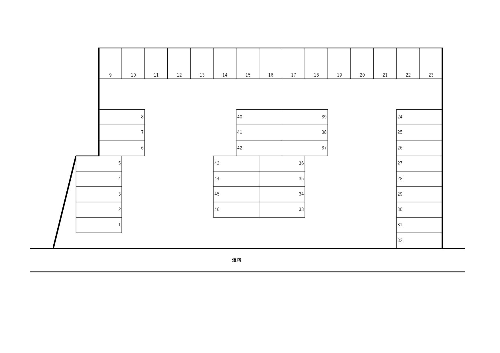 飛田二三駐車場の駐車配置図