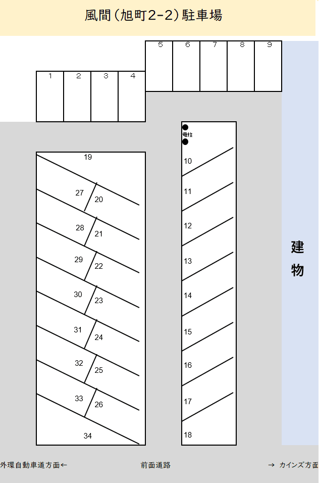 風間(旭町2-2)駐車場の駐車配置図