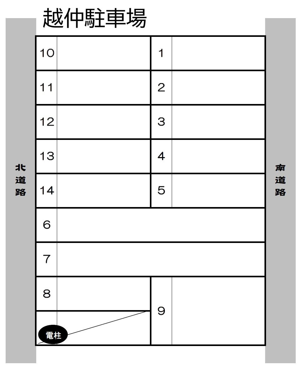 越仲駐車場の駐車配置図
