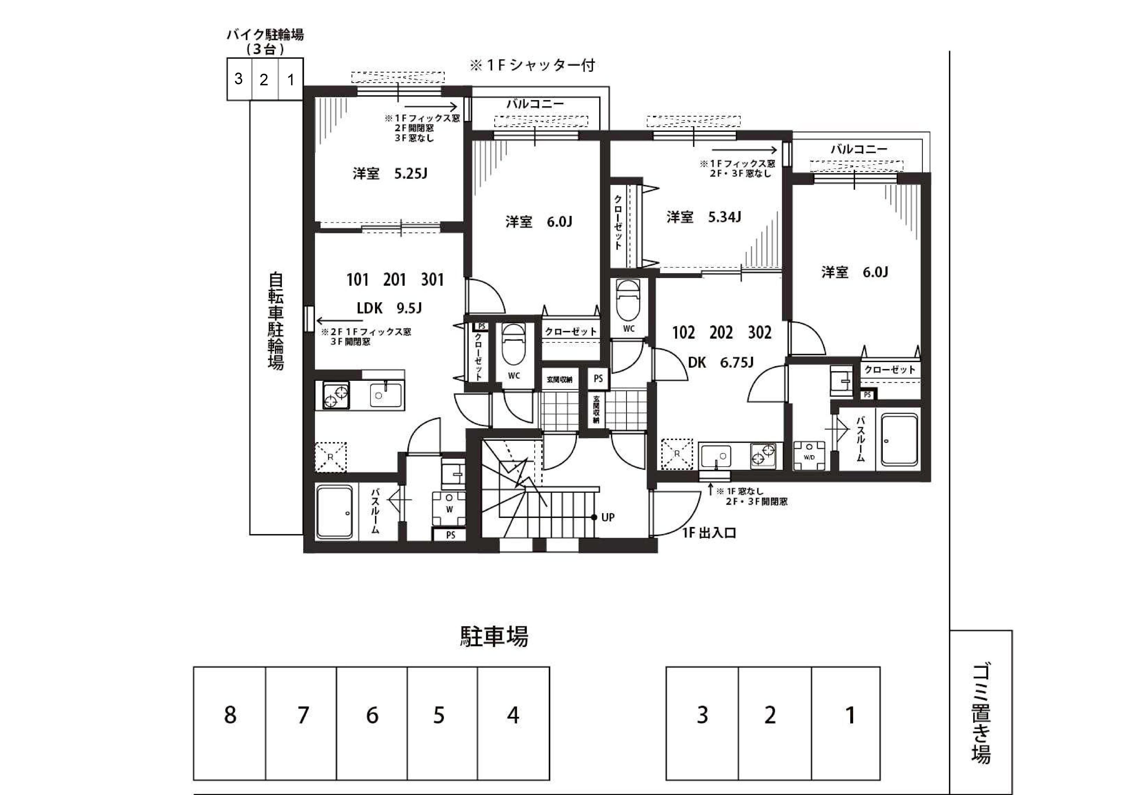 コスモス明神館の駐車配置図