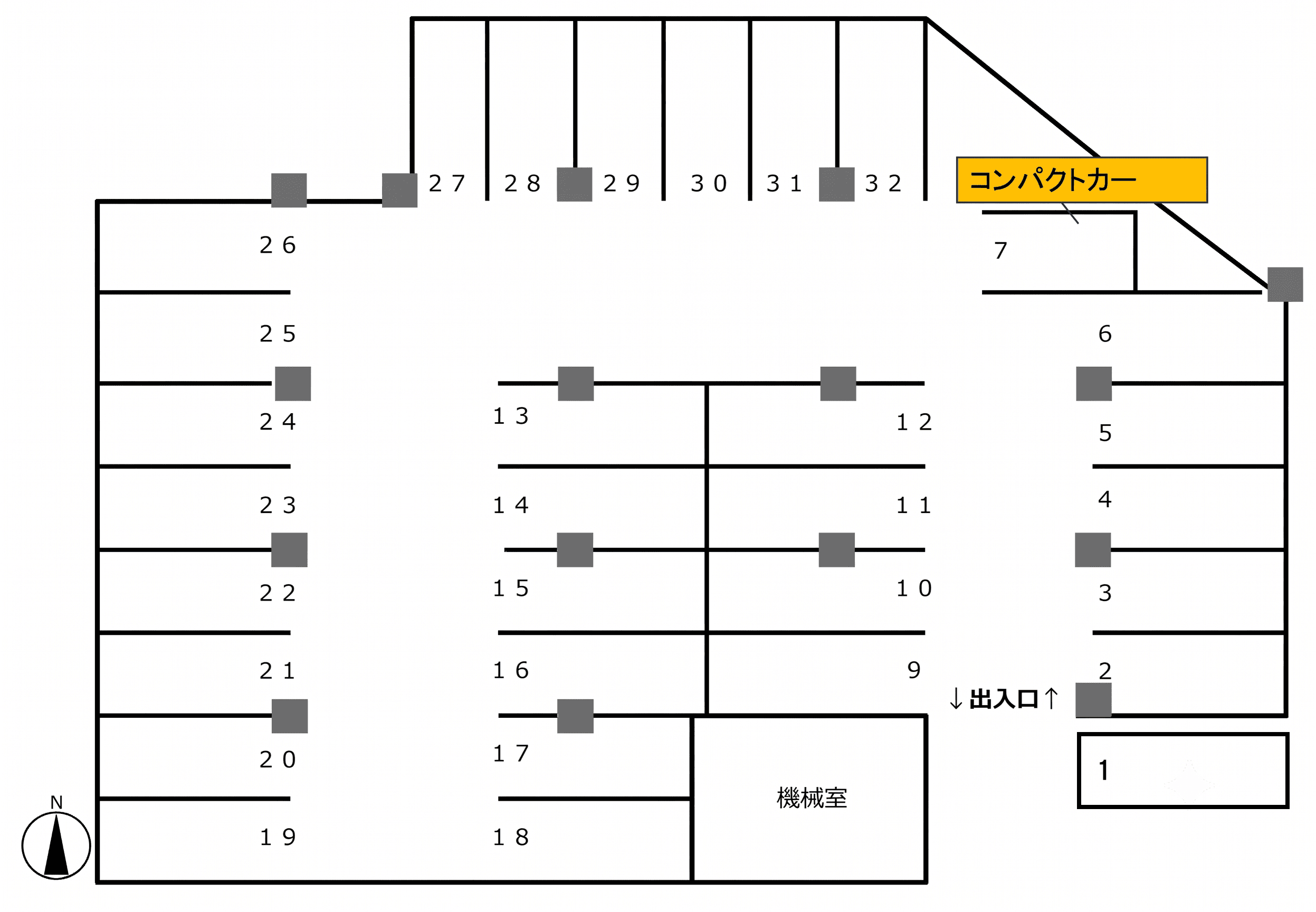 三ツ境駐車場の駐車配置図