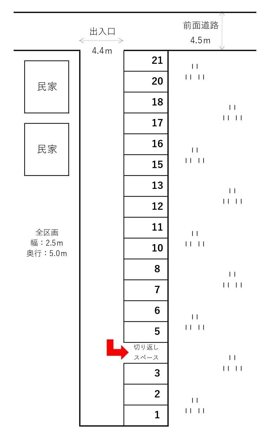 細田第35モータープールの駐車配置図