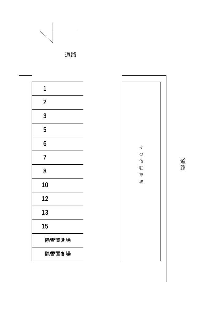 西2条南6丁目月極駐車場の駐車配置図