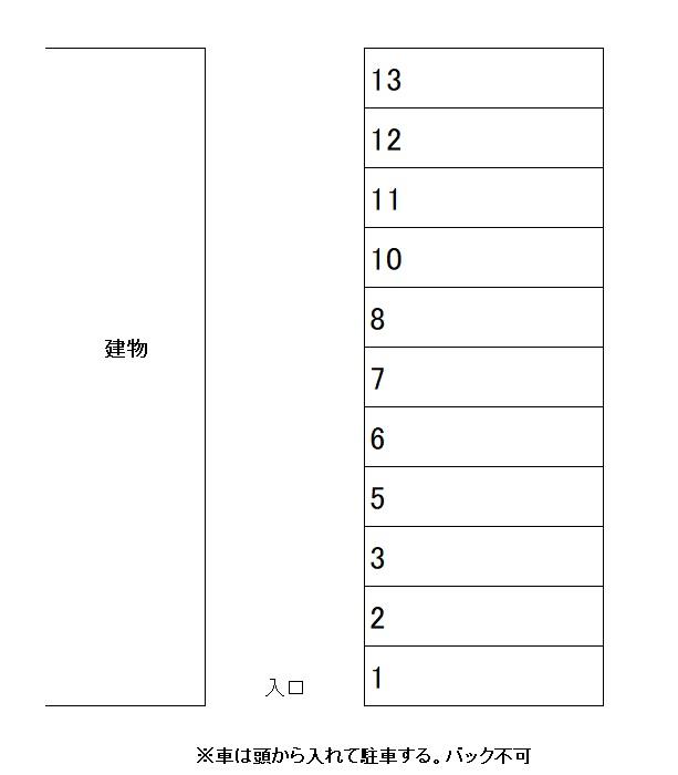 K本町3丁目月極駐車場の駐車配置図