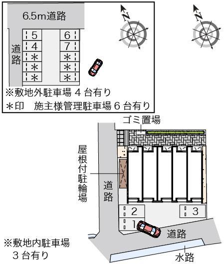 クレイノスカイシップ(57029) 敷地外駐車場の駐車配置図