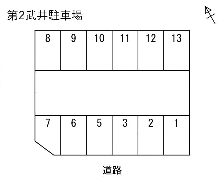 第2武井駐車場の駐車配置図