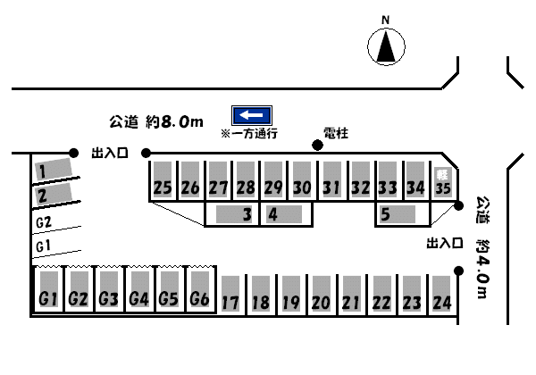 ワイズ・貴船 第1駐車場の駐車配置図