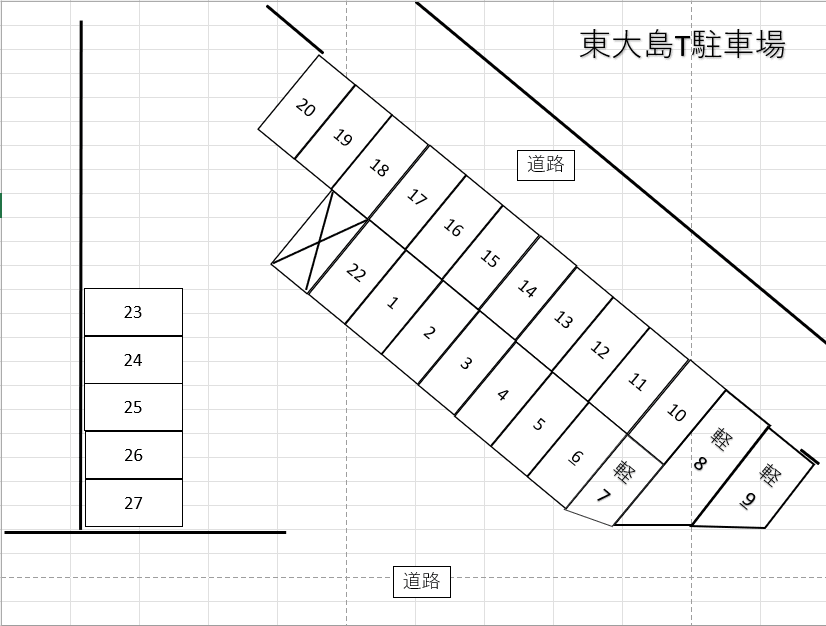 東大島T駐車場の駐車配置図