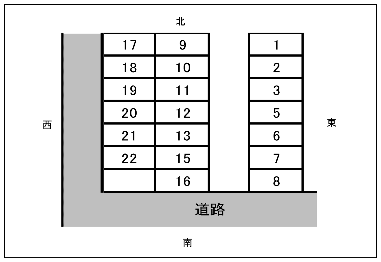 新開町3丁目渡辺駐車場の駐車配置図