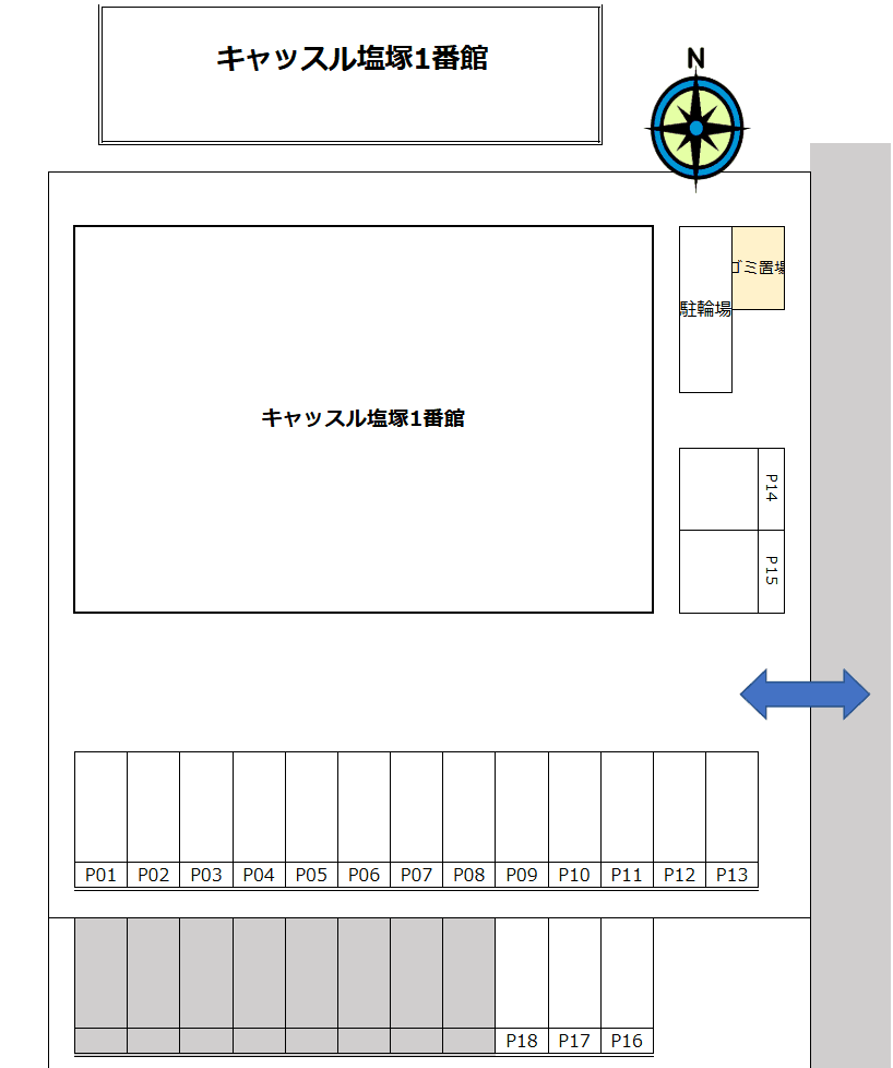 キャッスル塩塚1番館の駐車配置図