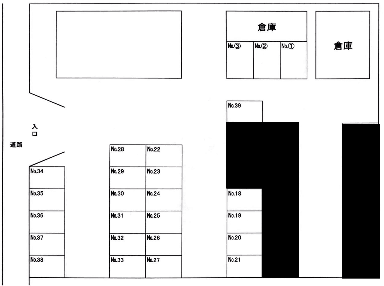 三共リース福室月極駐車場の駐車配置図