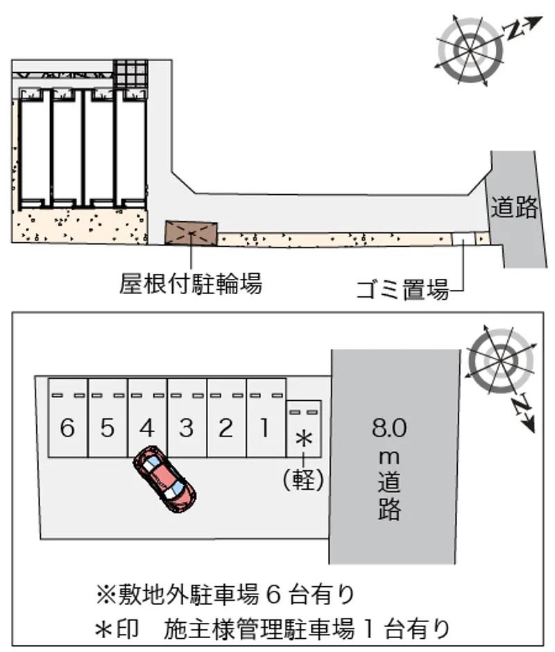 クレイノ第五吉兵衛ハウス(57870) 敷地外駐車場の駐車配置図