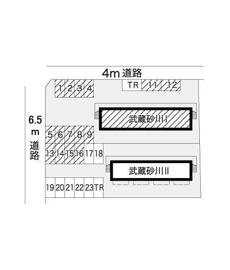 武蔵砂川Ⅰ(7645)の駐車配置図
