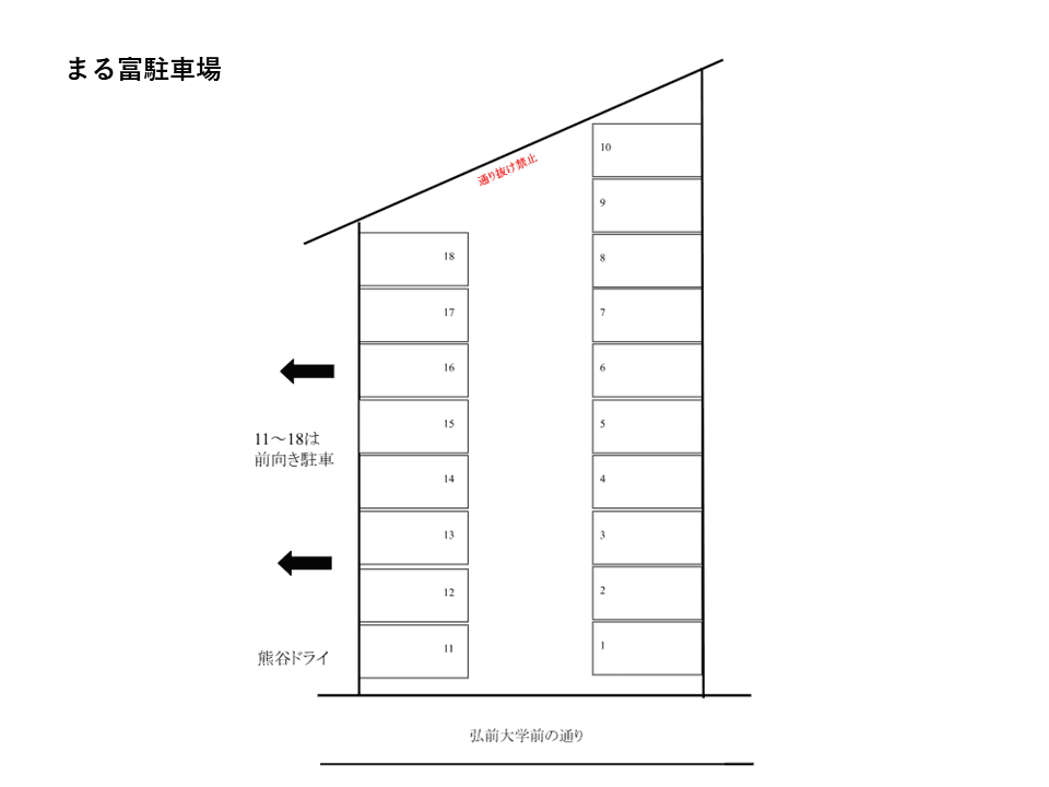 まる富駐車場の駐車配置図