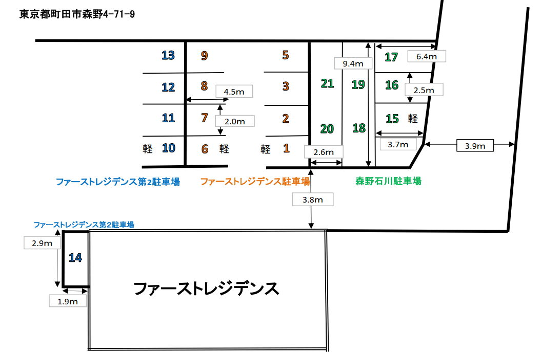 森野石川駐車場の駐車配置図