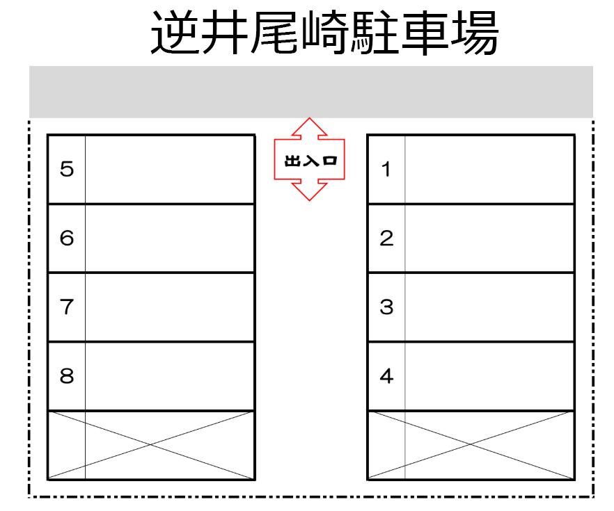 逆井尾崎駐車場の駐車配置図