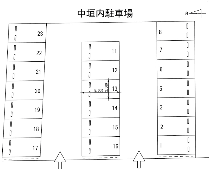中垣内駐車場の駐車配置図
