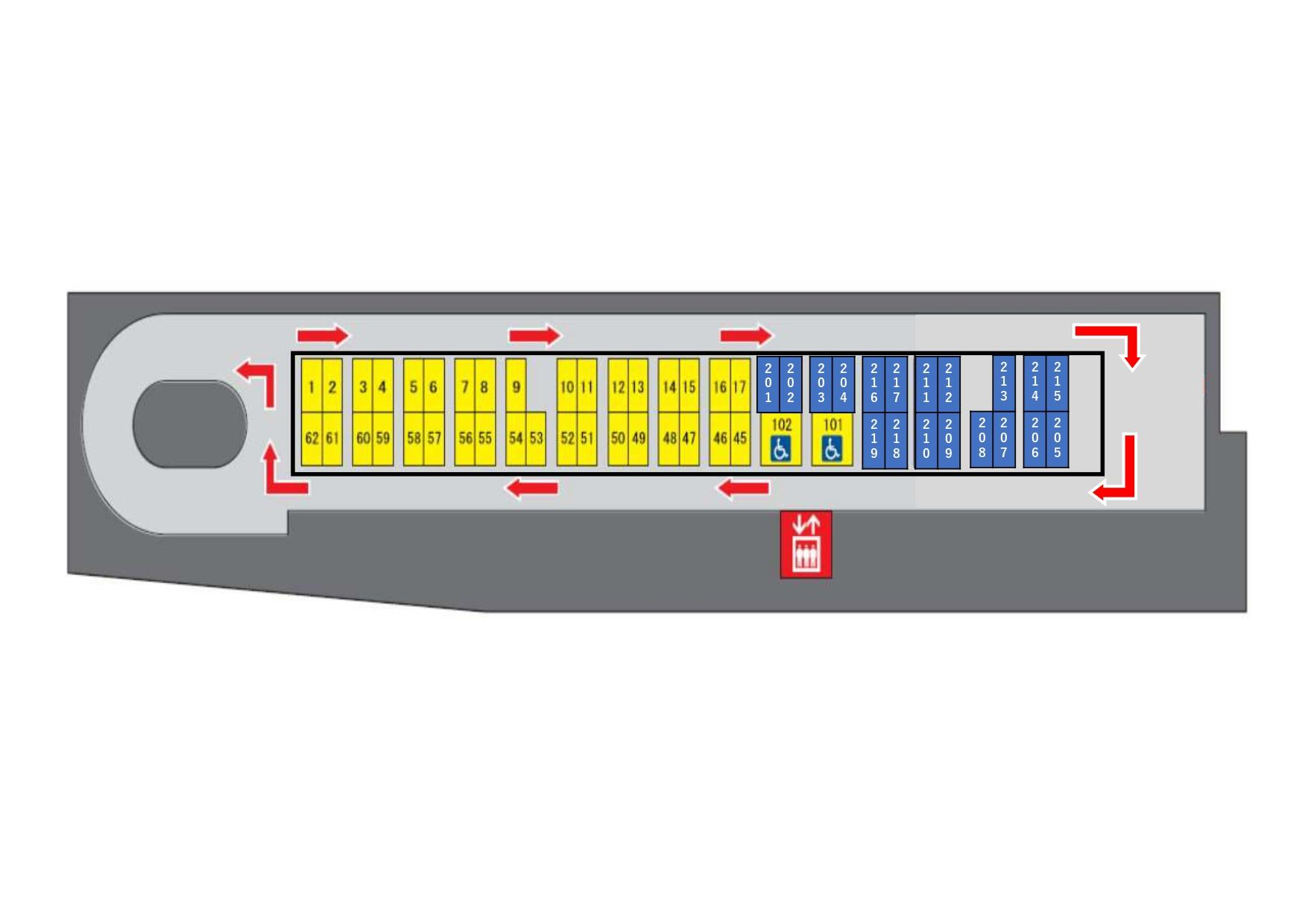 川崎駅前第1駐車場の駐車配置図