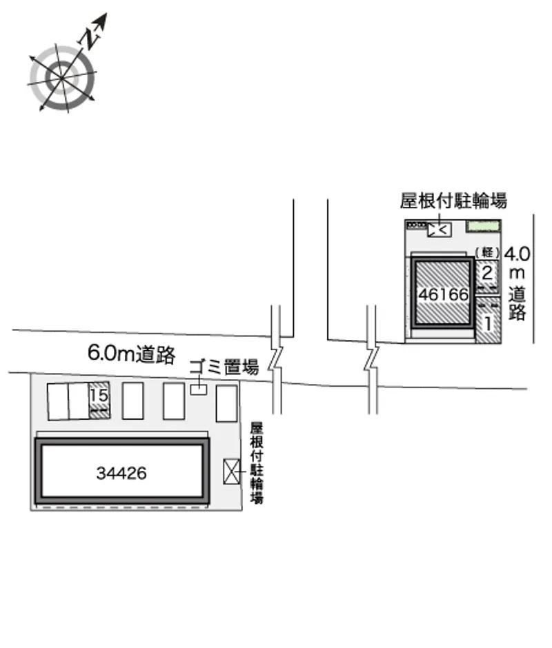 柳原 Ⅲ(46166) 敷地外駐車場の駐車配置図