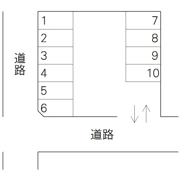 桜川西団地駐車場の駐車配置図