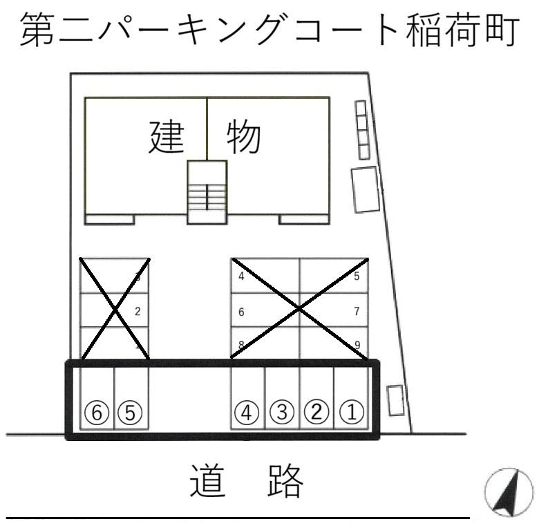 第二パーキングコート稲荷町の駐車配置図