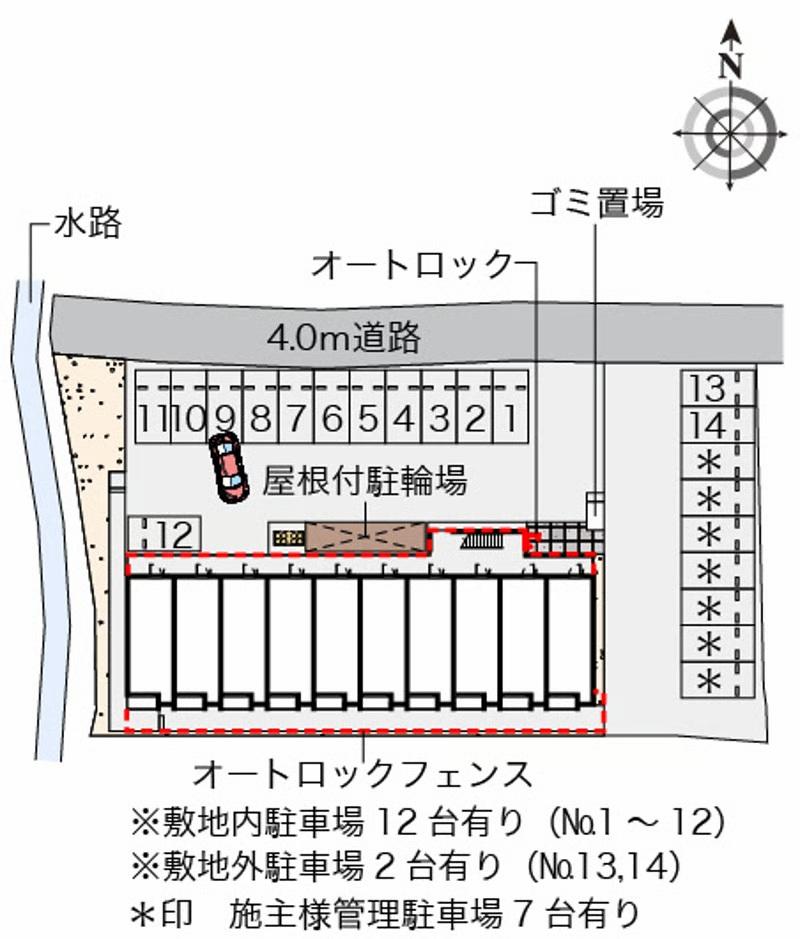 ミランダミ レオーネ新前橋(58107) 敷地外駐車場の駐車配置図