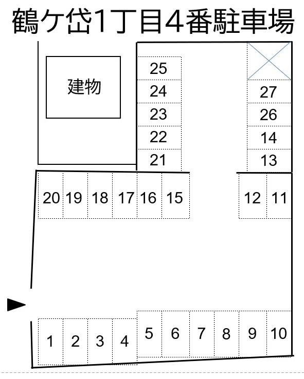 鶴ケ岱1丁目4番駐車場の駐車配置図