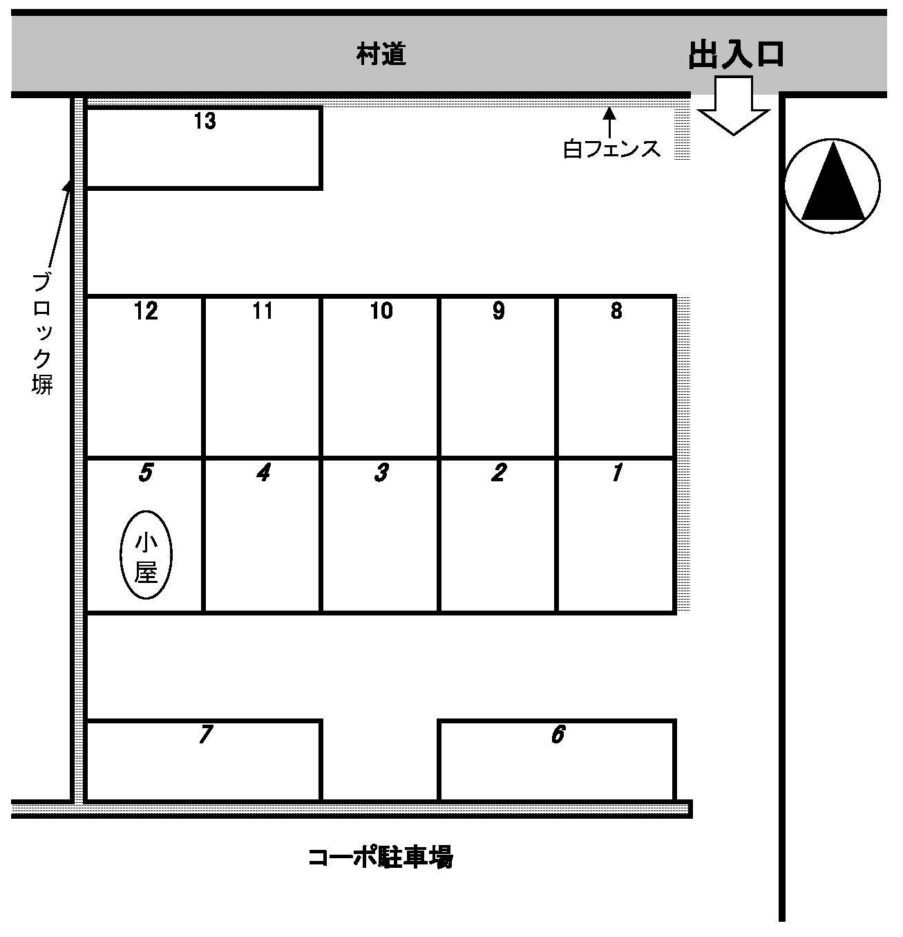 若林町 KW11 駐車場の駐車配置図