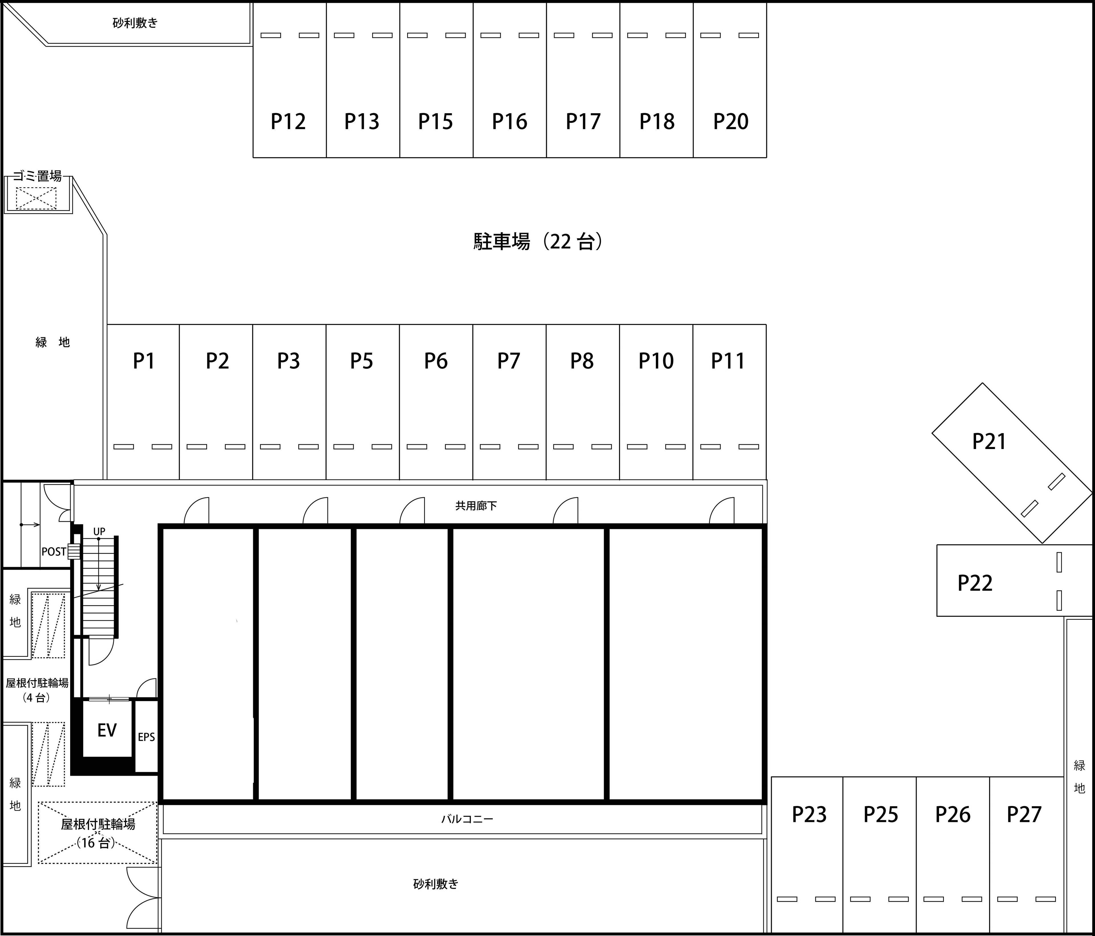 リブリ・LUCIA駐車場の駐車配置図