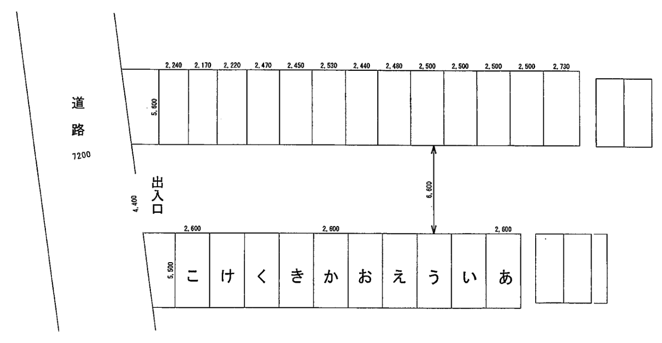 池尾貸ガレージの駐車配置図