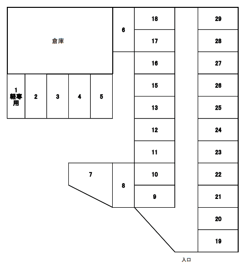 田村ガレージAの駐車配置図
