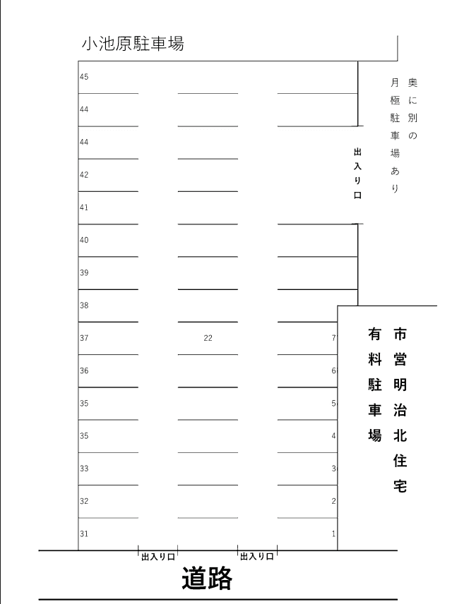 小池原駐車場の駐車配置図
