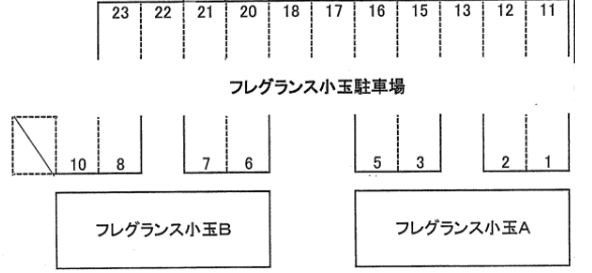 CD482 フレグランス小玉駐車場の駐車配置図