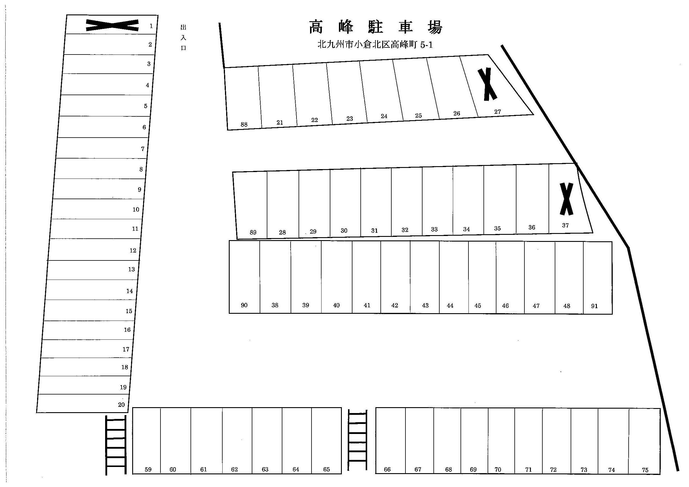 高峰駐車場の駐車配置図