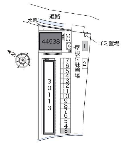 キャロットハウス(44538) 敷地外駐車場の駐車配置図