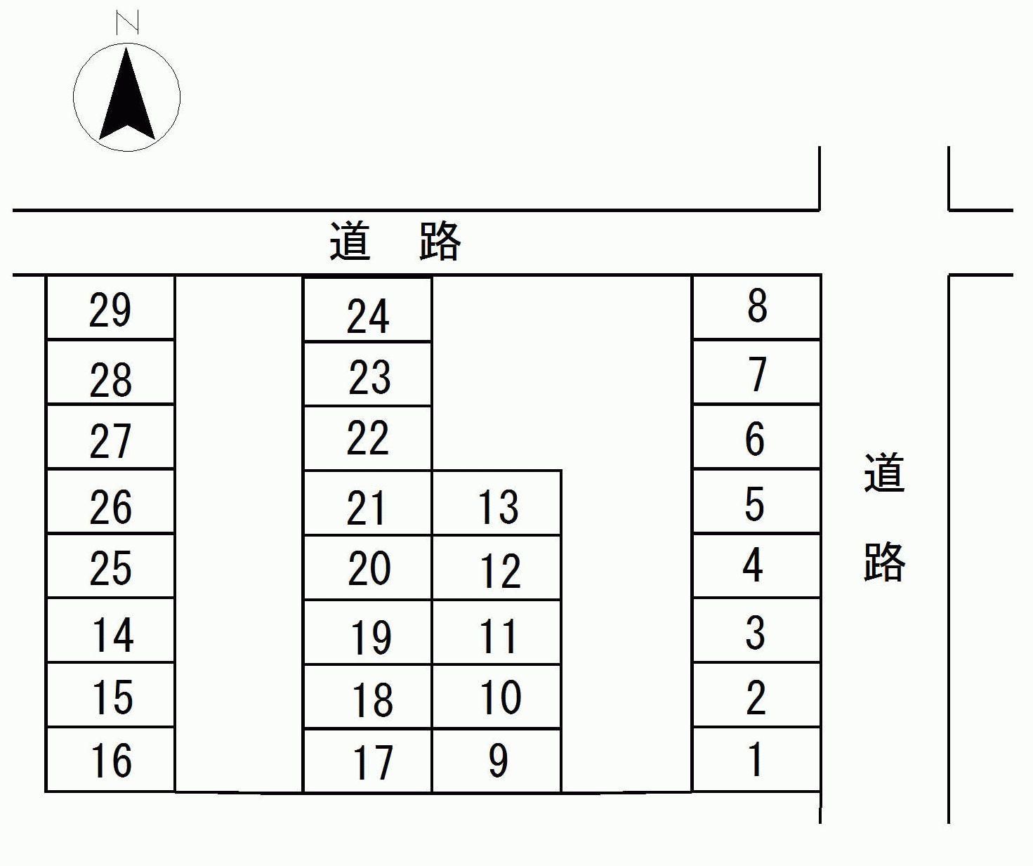鍛冶作パーキングの駐車配置図