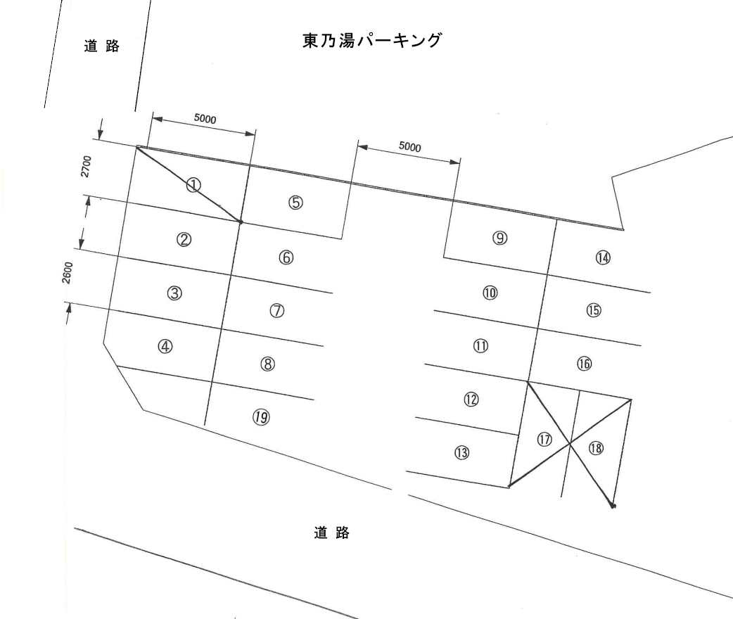 東乃湯パーキングの駐車配置図