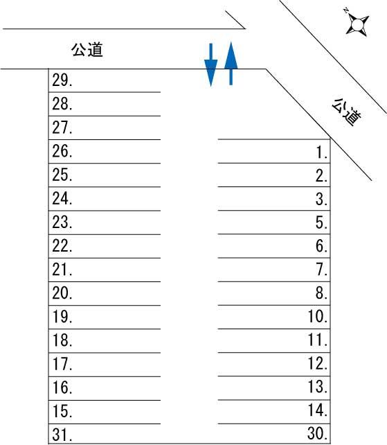 柏井町公園通(日比野)駐車場の駐車配置図