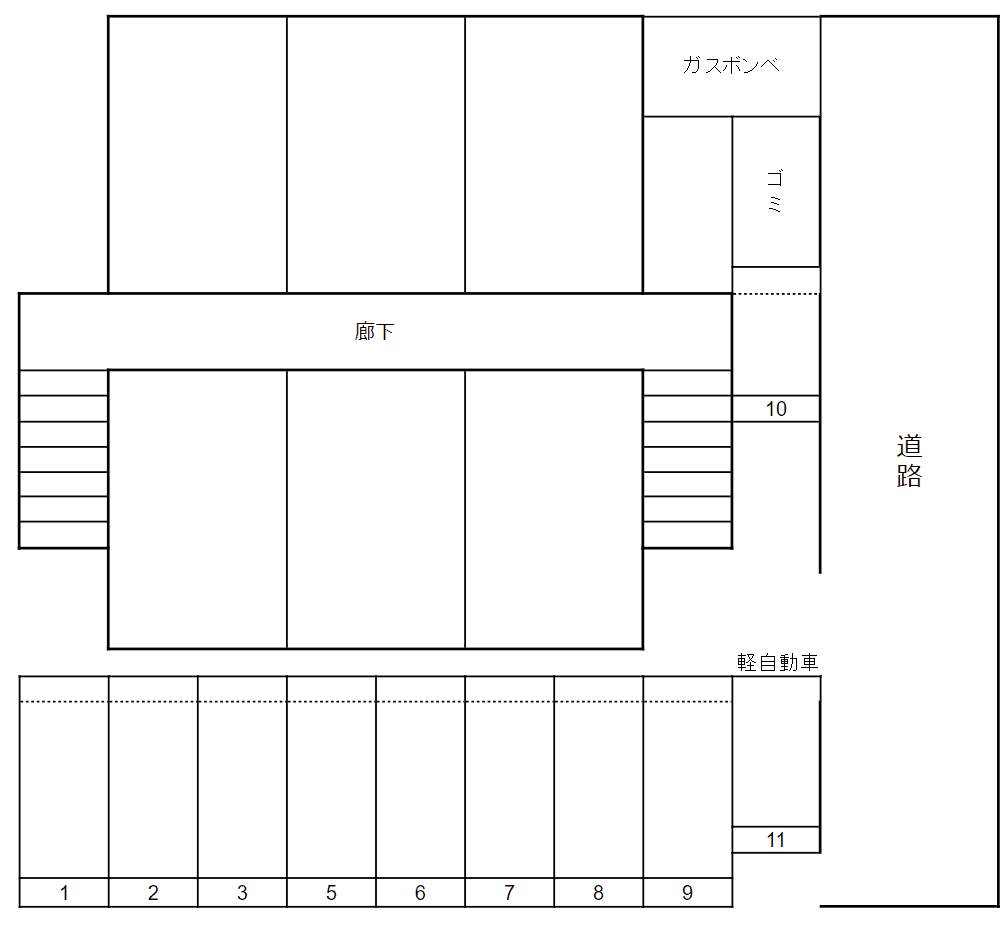 サンサーラサクラ駐車場の駐車配置図