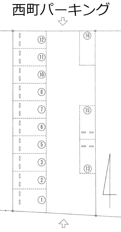 西町パーキングの駐車配置図