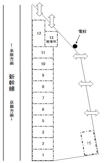 辻井第三駐車場の駐車配置図