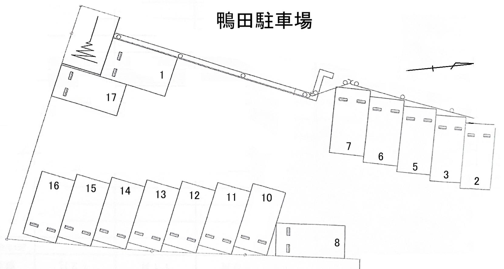 鴨田駐車場の駐車配置図