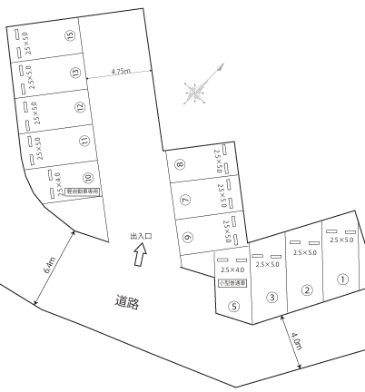紫明園第二駐車場の駐車配置図