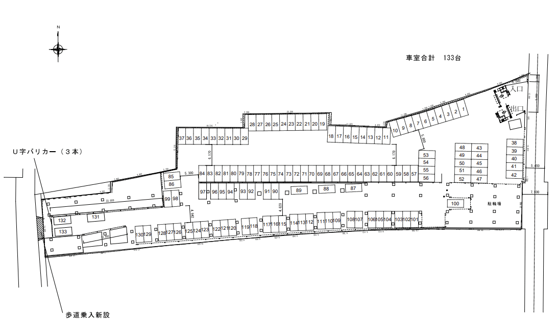 西武スマイルパーク桜台第2駐車場の駐車配置図